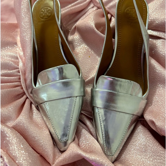 Sliver Tory Burch block heels. Worn just a few times. - Picture 1 of 3